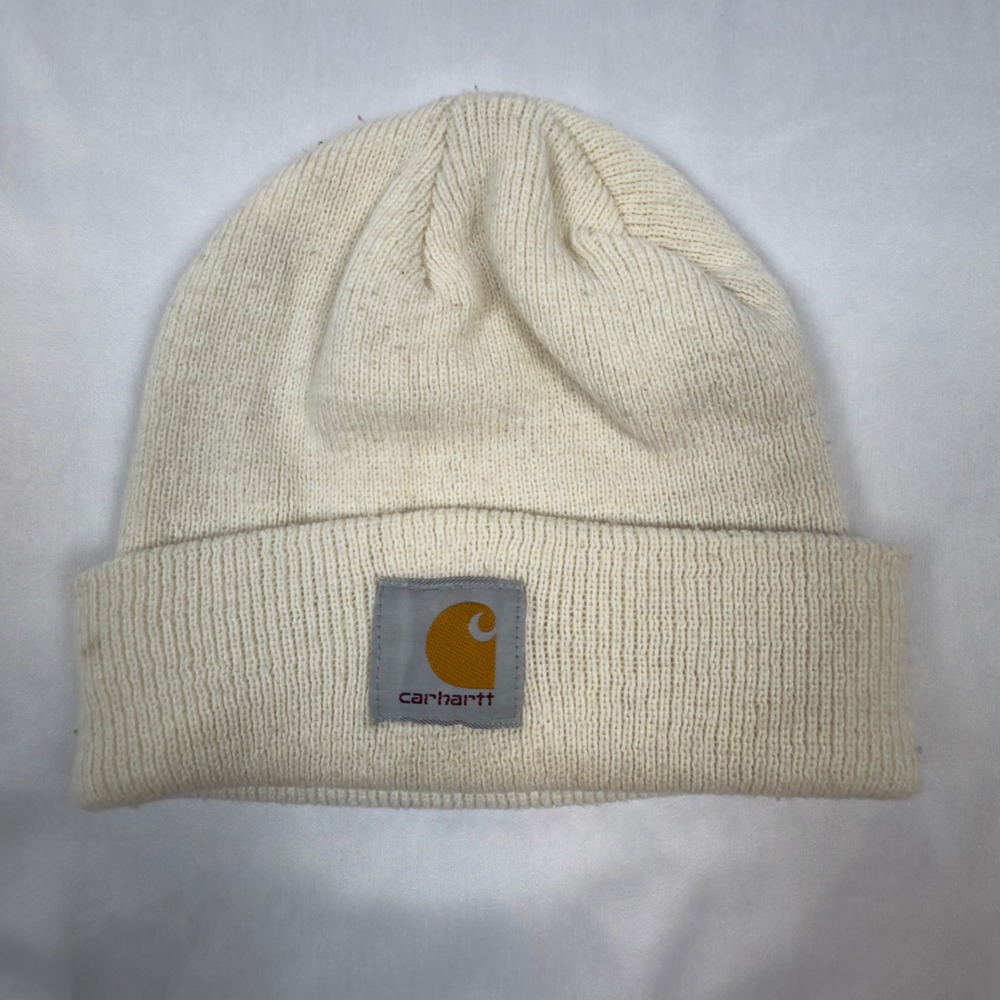 Carhartt Acrylic Knit Cuffed Beanie Hat Cap Winter Warm‎ Ivory